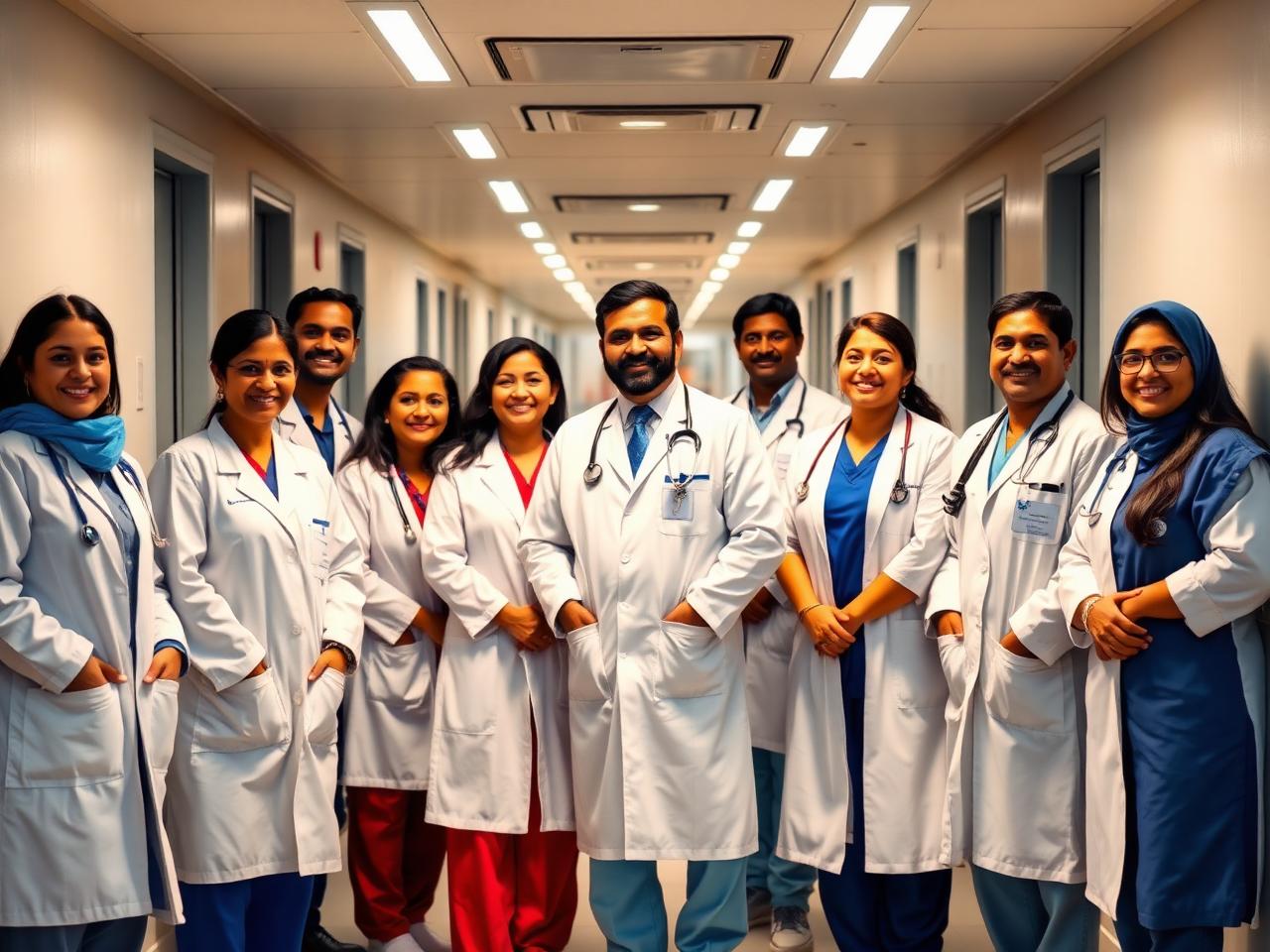 Caring medical staff team